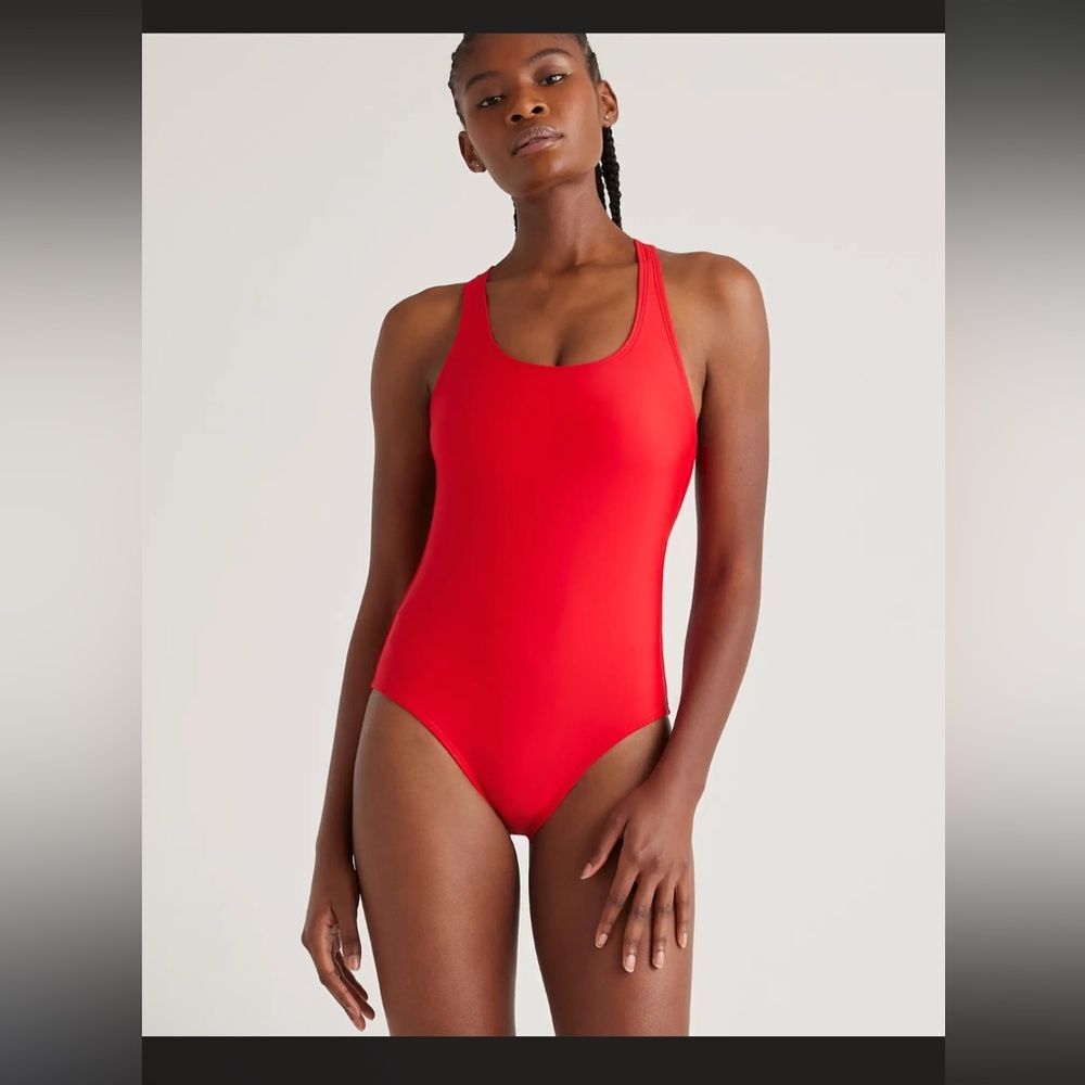 Quince Italian Cross Back One-Piece Swimsuit Size  XL NWT Cherry Red